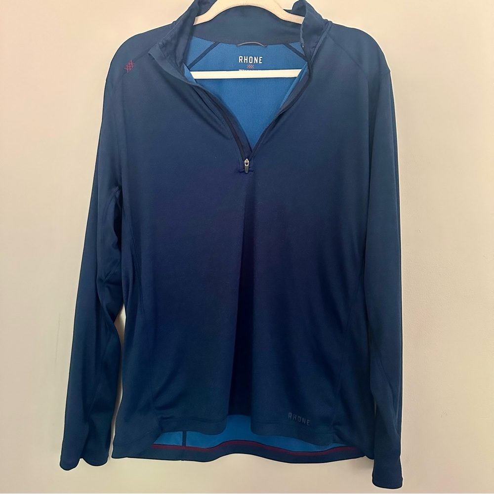 Rhone 1/4 Zip Navy Mens Pullover Performance Athletic Long sleeve Top - Large